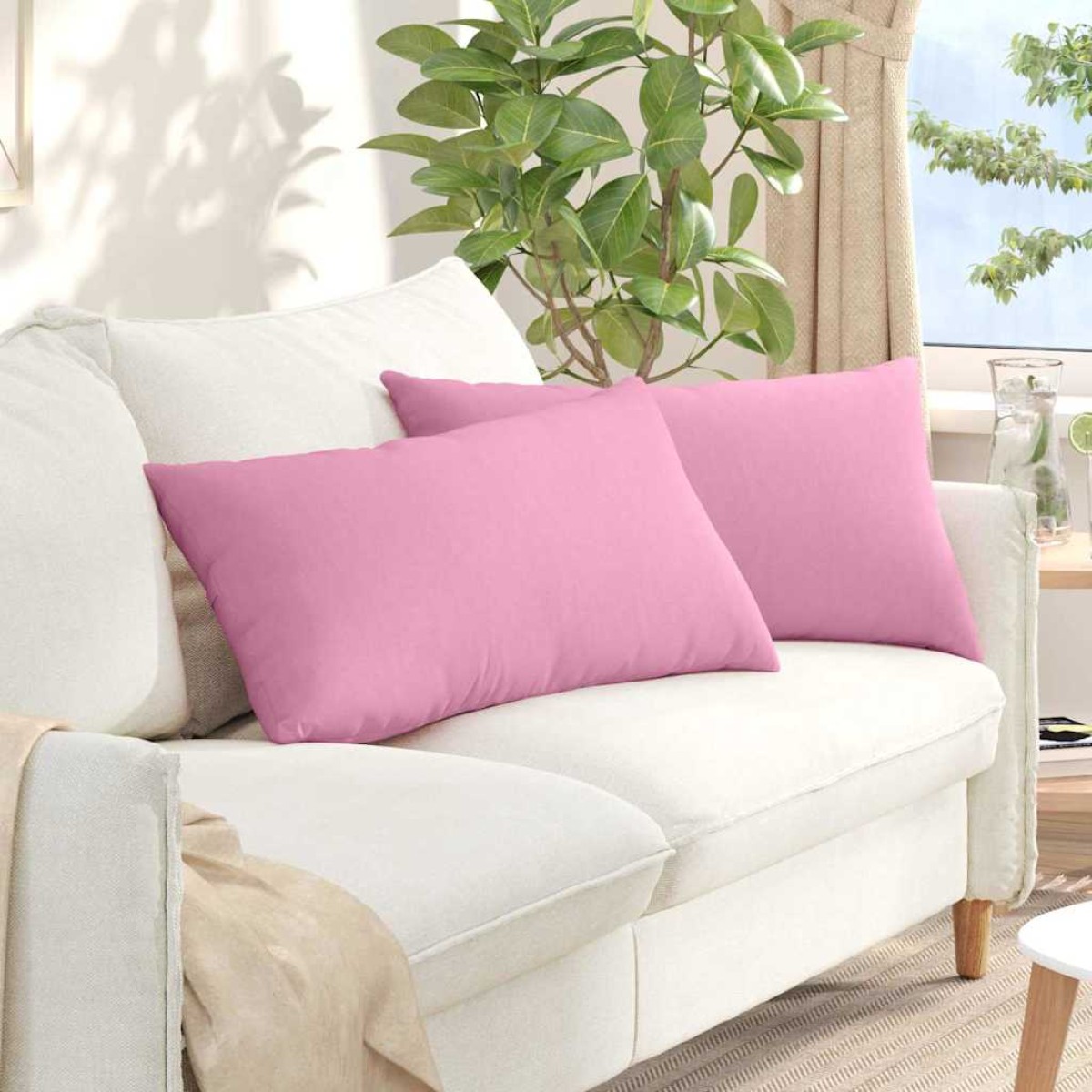 vidaXL Μαξιλάρι Καναπέ 2 τμχ. ύφασμα Ροζ 80 x 40 cm