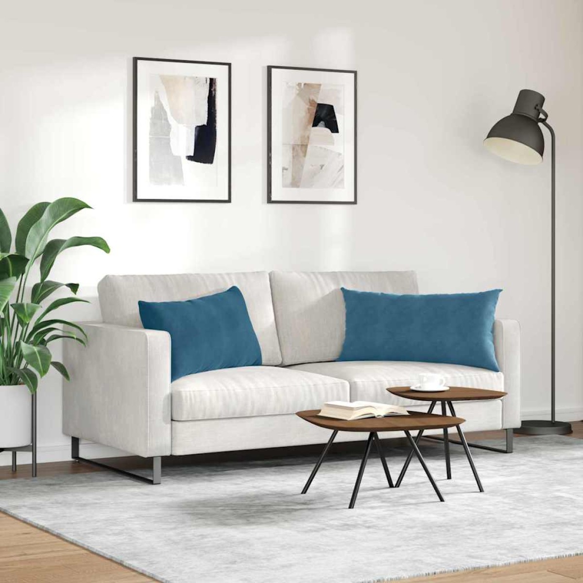 vidaXL Μαξιλάρι Καναπέ 2 pcs Μπλε 80 x 40 cm Υφασμάτινο Κορντουρά