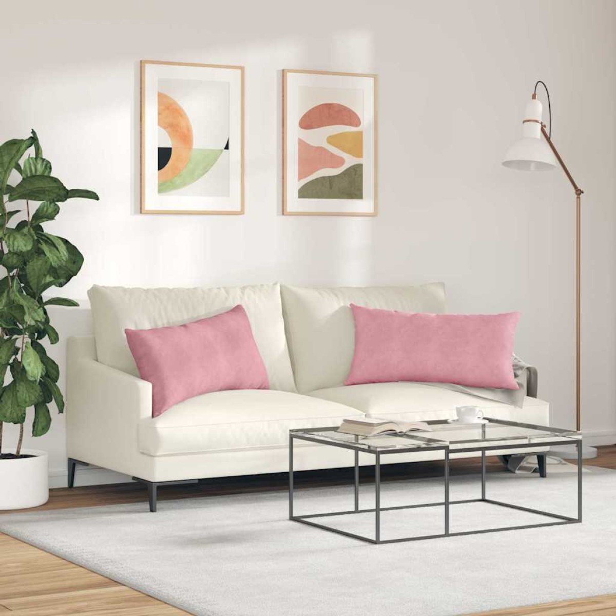 vidaXL Μαξιλάρι Καναπέ 2 pcs Ροζ 80 x 40 cm Υφασμάτινο Κορντουρά