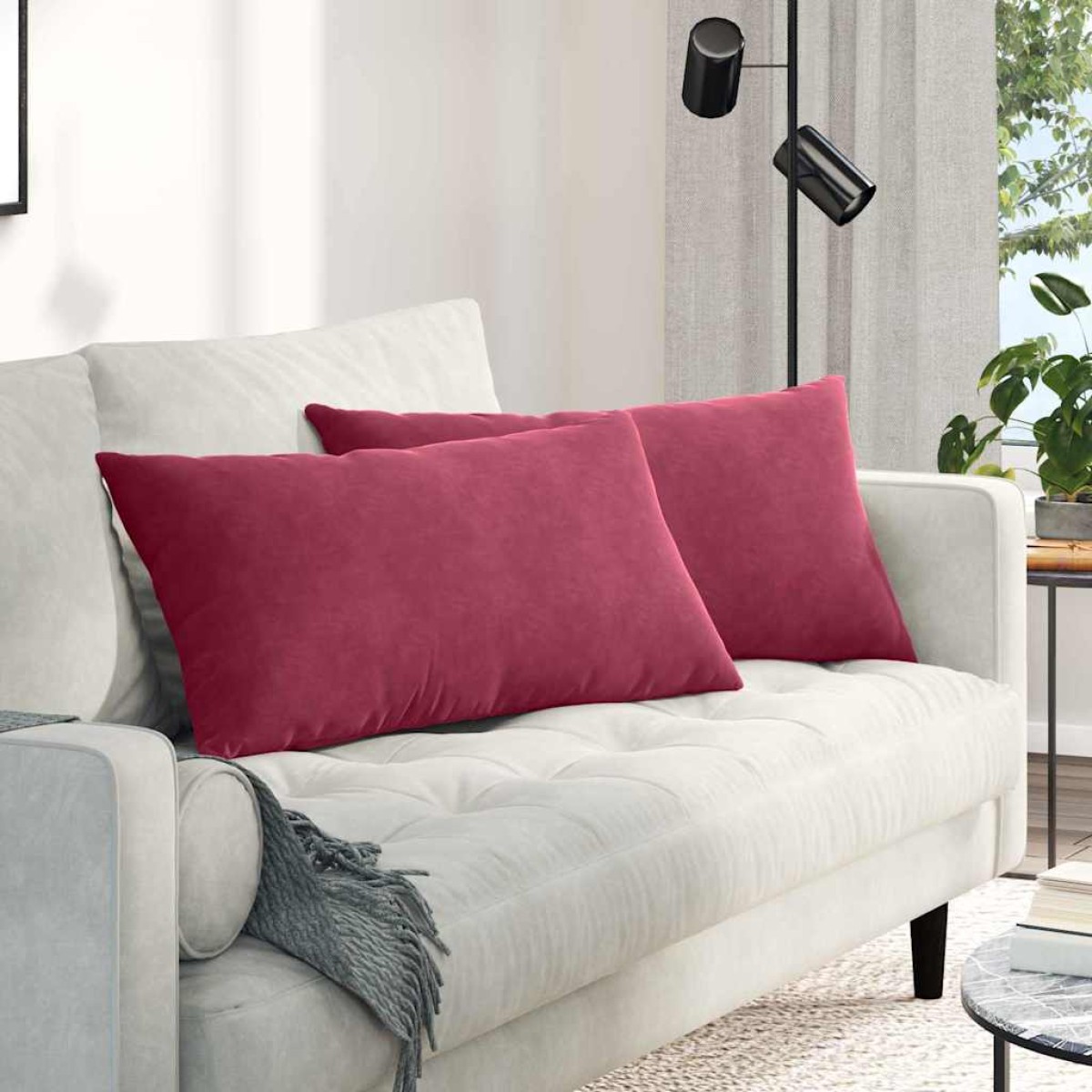 vidaXL Μαξιλάρι Καναπέ 2 pcs Κόκκινο 80 x 40 cm Υφασμάτινο Κορντουρά