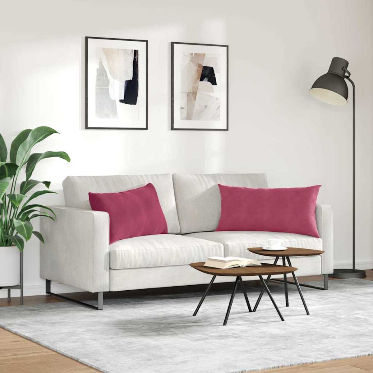 vidaXL Μαξιλάρι Καναπέ 2 pcs Κόκκινο 80 x 40 cm Υφασμάτινο Κορντουρά