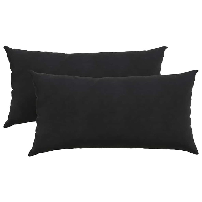 vidaXL Μαξιλάρι Καναπέ 2 pcs Μαύρο 80 x 40 cm Υφασμάτινο Κορντουρά