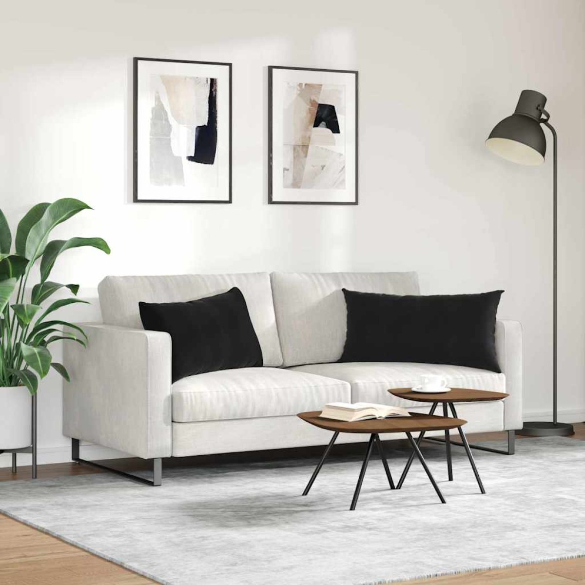 vidaXL Μαξιλάρι Καναπέ 2 pcs Μαύρο 80 x 40 cm Υφασμάτινο Κορντουρά