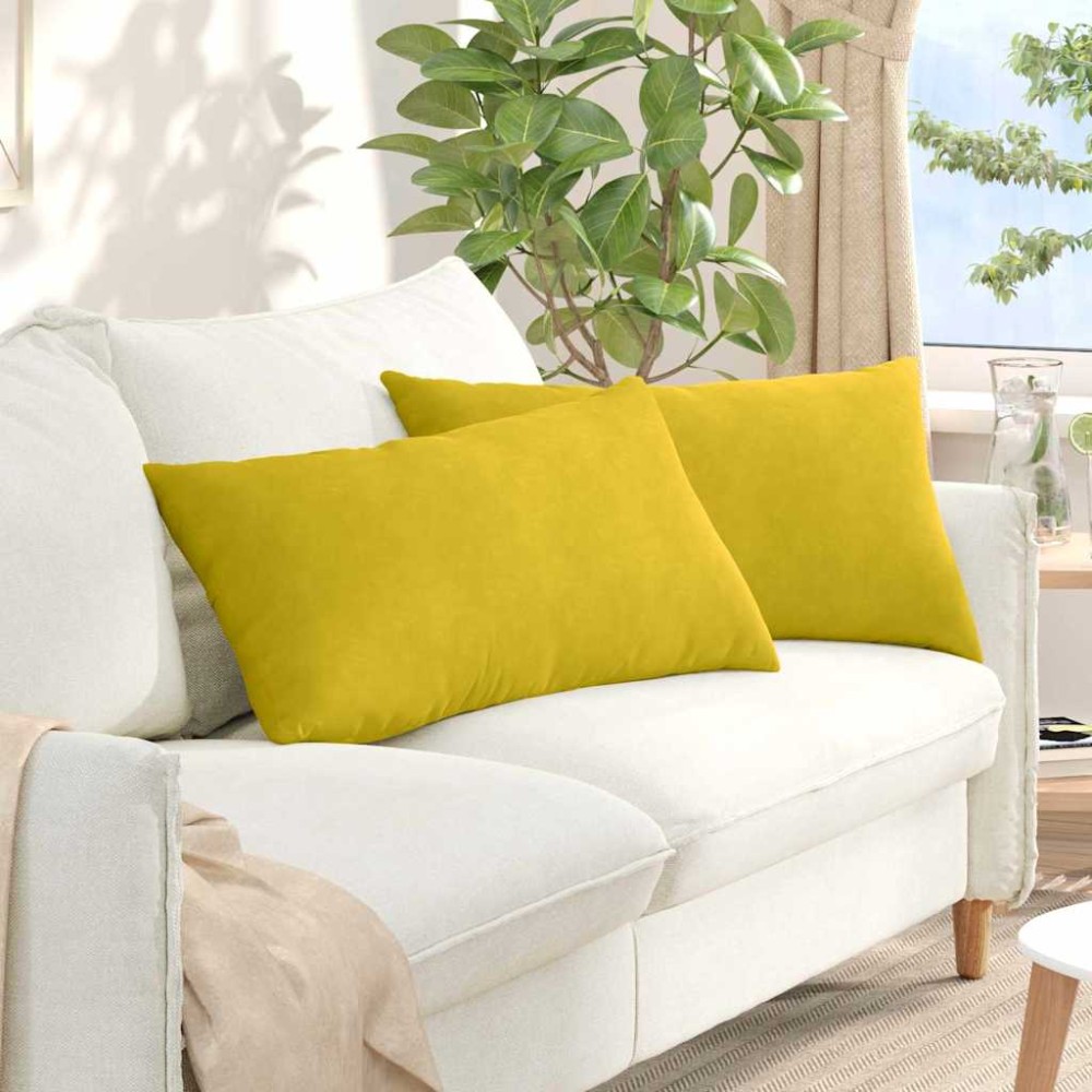 vidaXL Μαξιλάρι Καναπέ 2 pcs Κίτρινο 80 x 40 cm Υφασμάτινο Κορντουρά