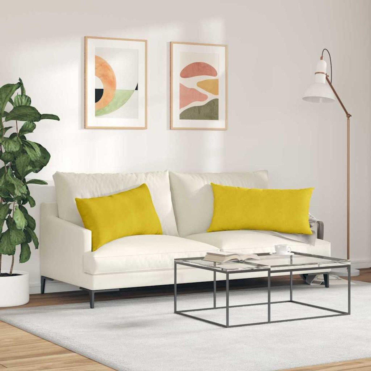 vidaXL Μαξιλάρι Καναπέ 2 pcs Κίτρινο 80 x 40 cm Υφασμάτινο Κορντουρά
