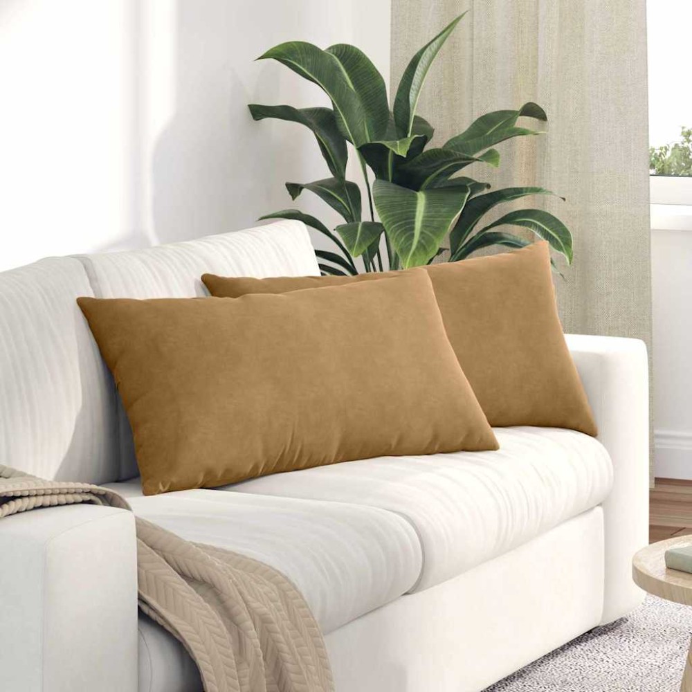 vidaXL Μαξιλάρι Καναπέ 2 pcs Καφέ 80 x 40 cm Υφασμάτινο Κορντουρά