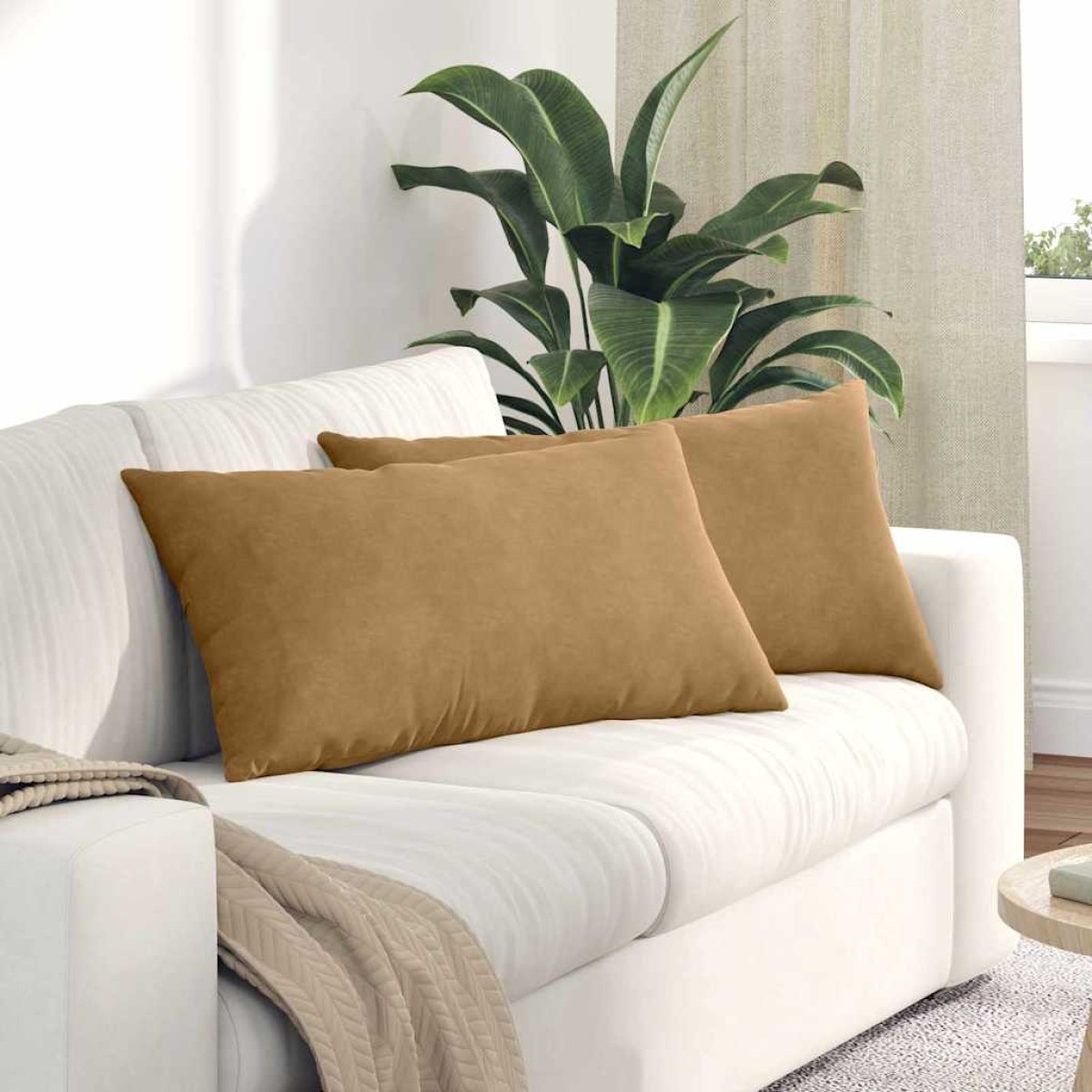 vidaXL Μαξιλάρι Καναπέ 2 pcs Καφέ 80 x 40 cm Υφασμάτινο Κορντουρά