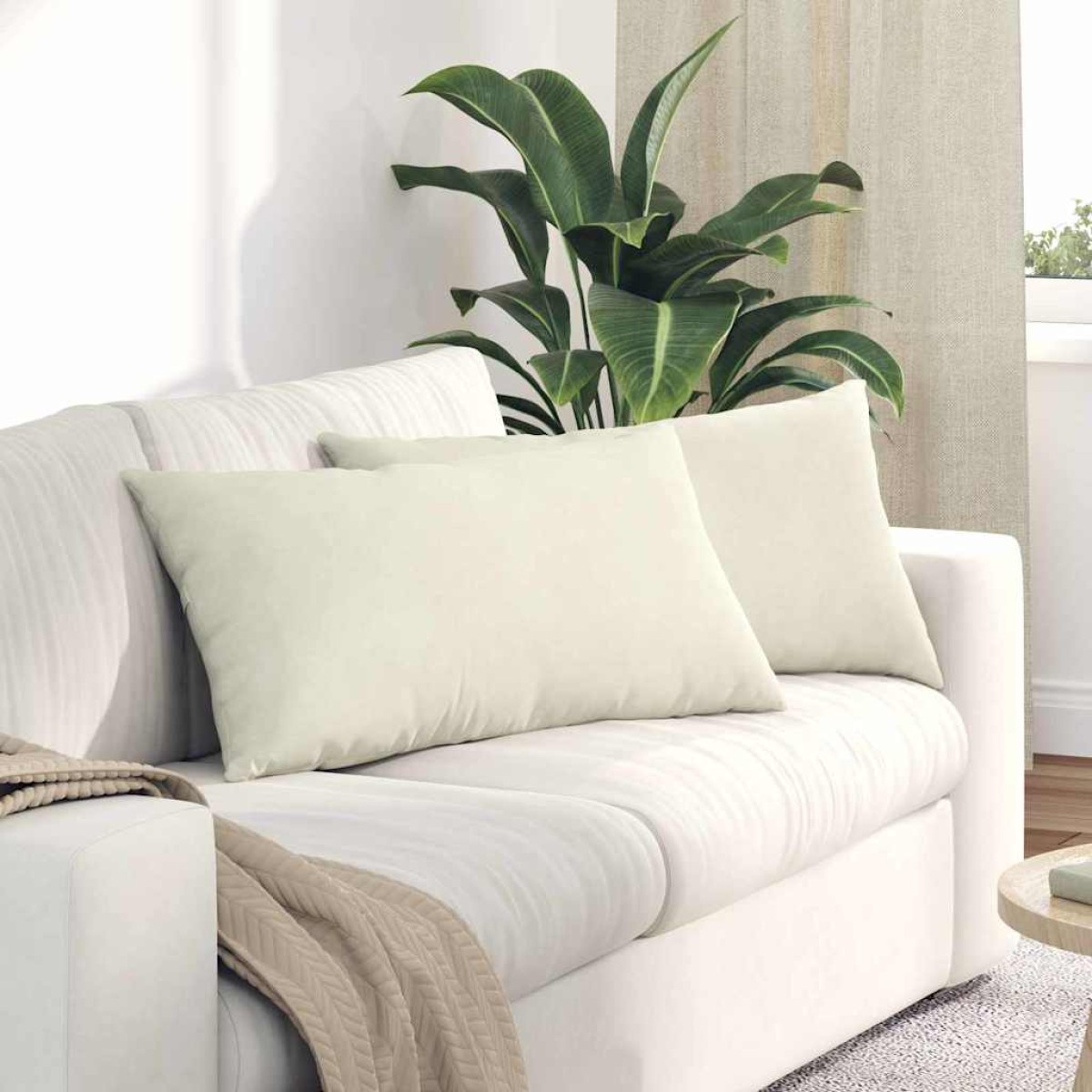 vidaXL Μαξιλάρι Καναπέ 2 pcs Κρεμ 80 x 40 cm Υφασμάτινο Κορντουρά