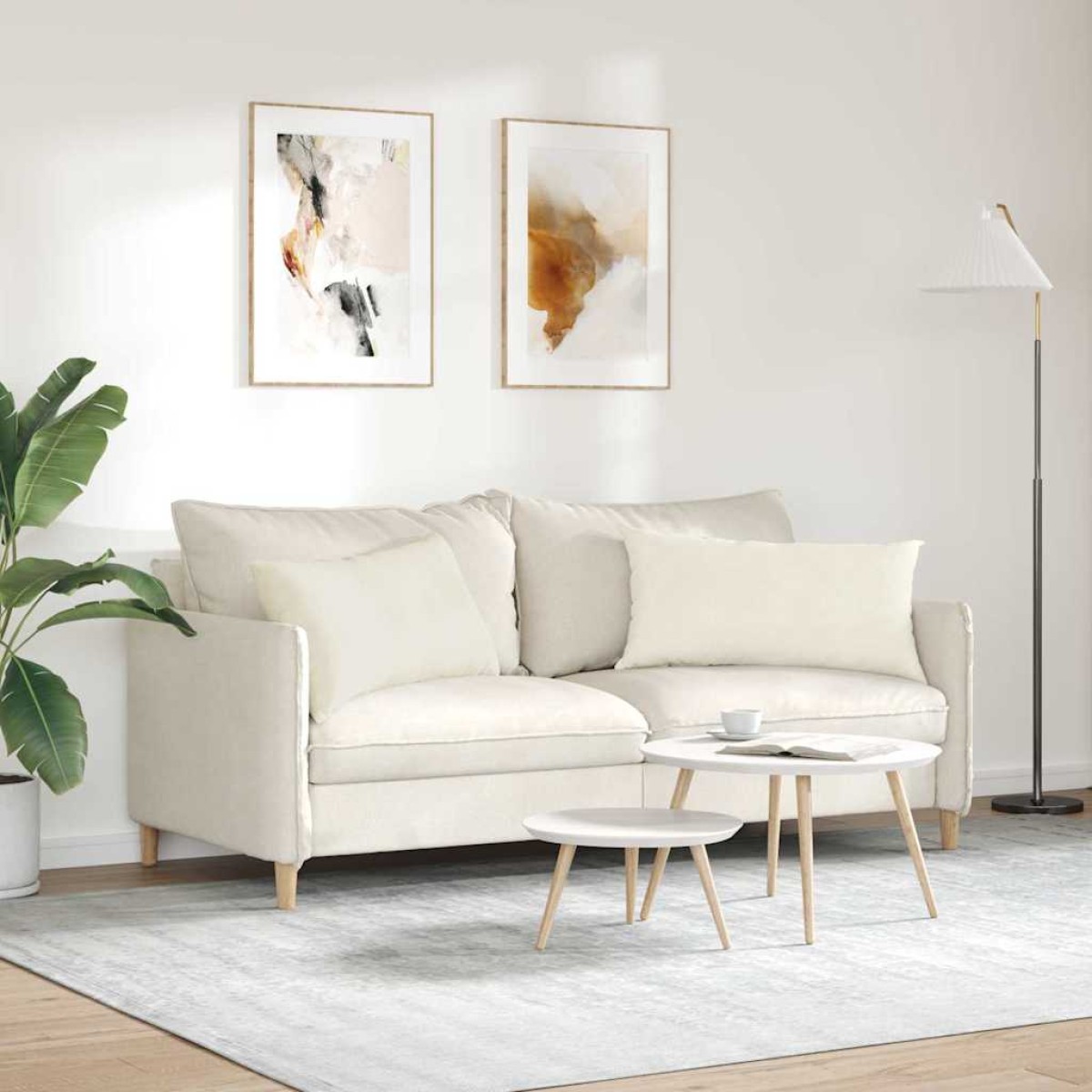 vidaXL Μαξιλάρι Καναπέ 2 pcs Κρεμ 80 x 40 cm Υφασμάτινο Κορντουρά