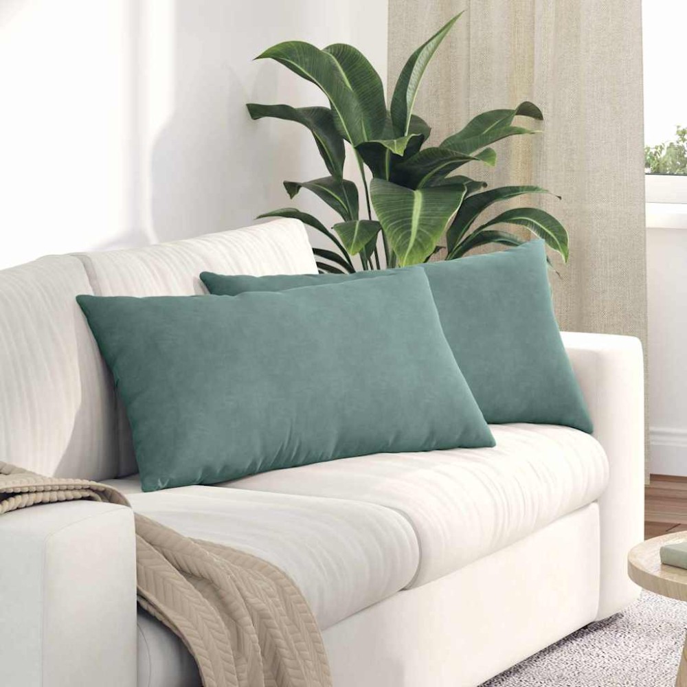 vidaXL Μαξιλάρι Καναπέ 2 pcs Θαλασσί 80 x 40 cm Υφασμάτινο Κορντουρά