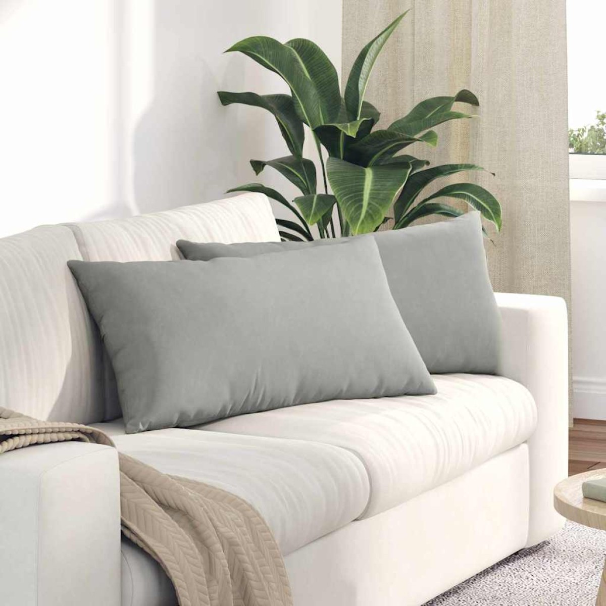vidaXL Μαξιλάρι Καναπέ 2 pcs Ανοιχτό γκρι 80 x 40 cm ύφασμα