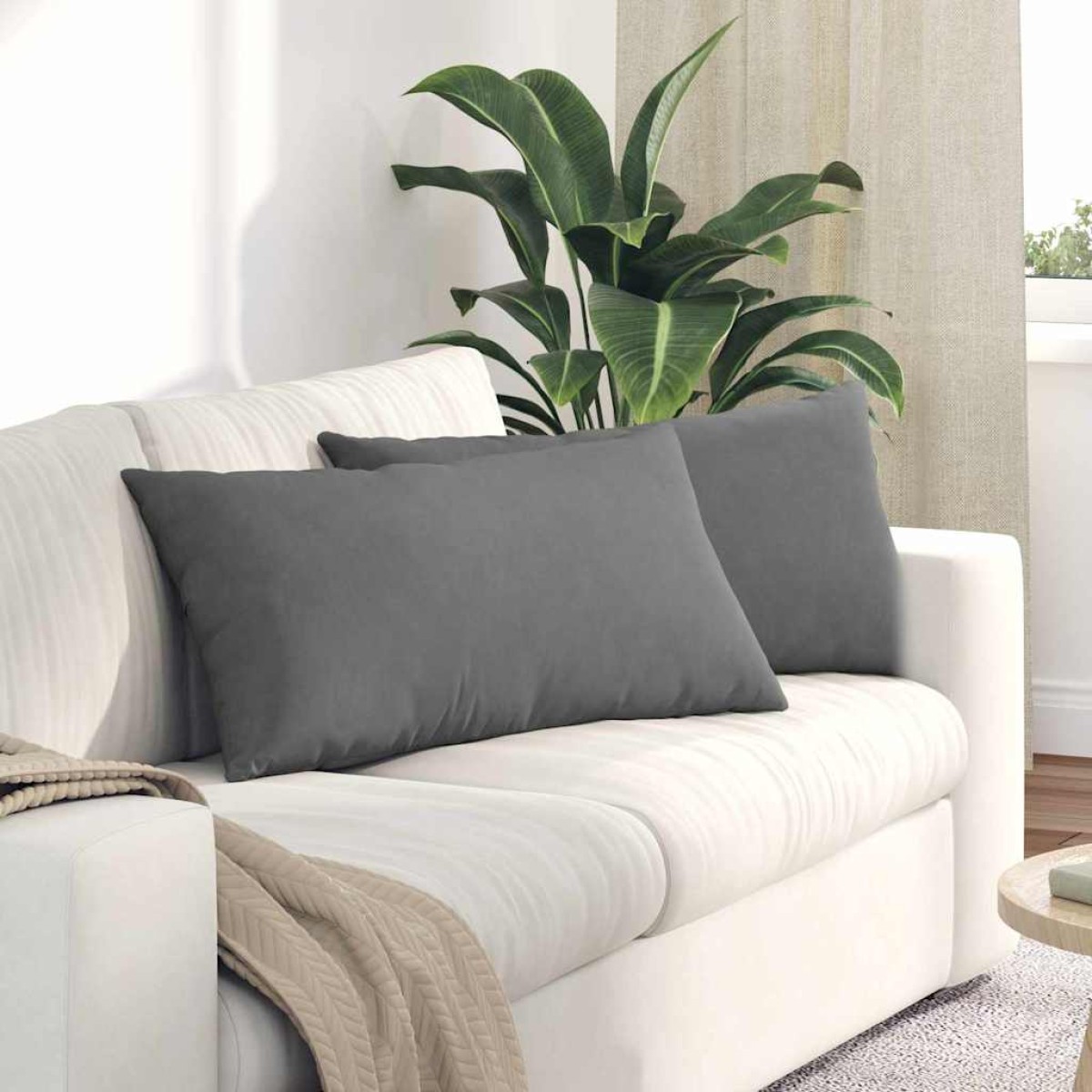 vidaXL Μαξιλάρι Καναπέ 2 pcs Σκούρο Γκρι 80 x 40 cm ύφασμα