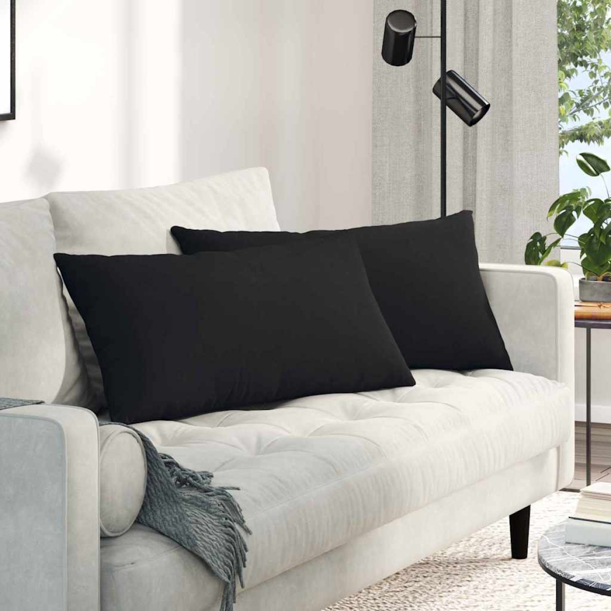 vidaXL Μαξιλάρι Καναπέ 2 pcs Μαύρο 80 x 40 cm ύφασμα