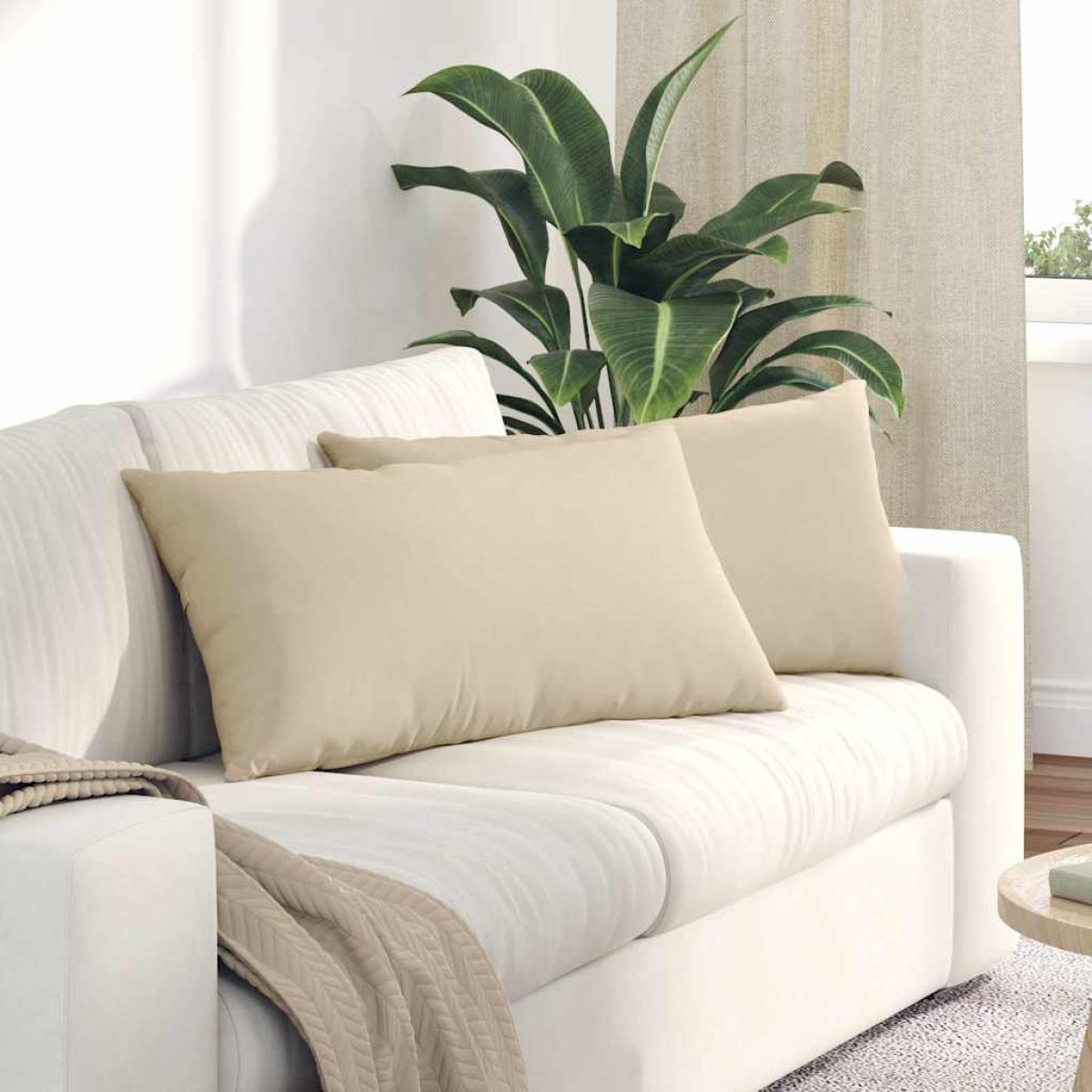 vidaXL Μαξιλάρι Καναπέ 2 pcs Κρεμ 80 x 40 cm ύφασμα