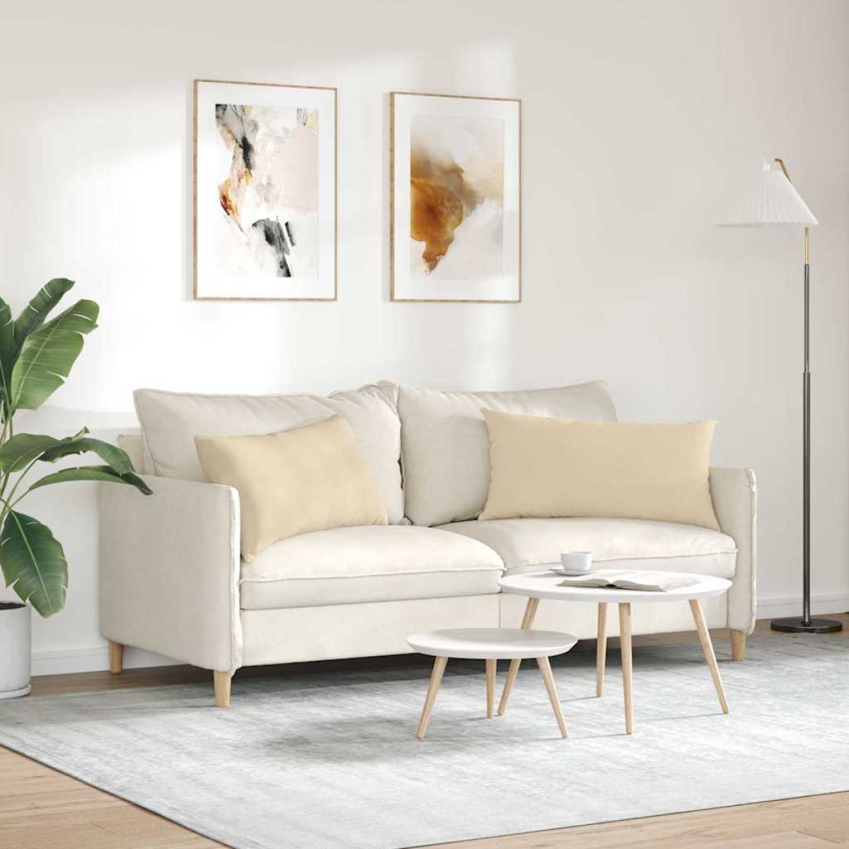 vidaXL Μαξιλάρι Καναπέ 2 pcs Κρεμ 80 x 40 cm ύφασμα