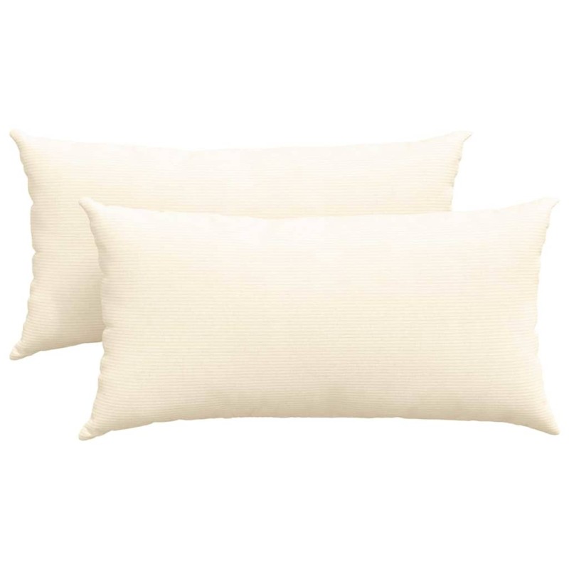 vidaXL Μαξιλάρι Καναπέ 2 pcs Κρεμ 80 x 40 cm Υφασμάτινο Κορντουρά