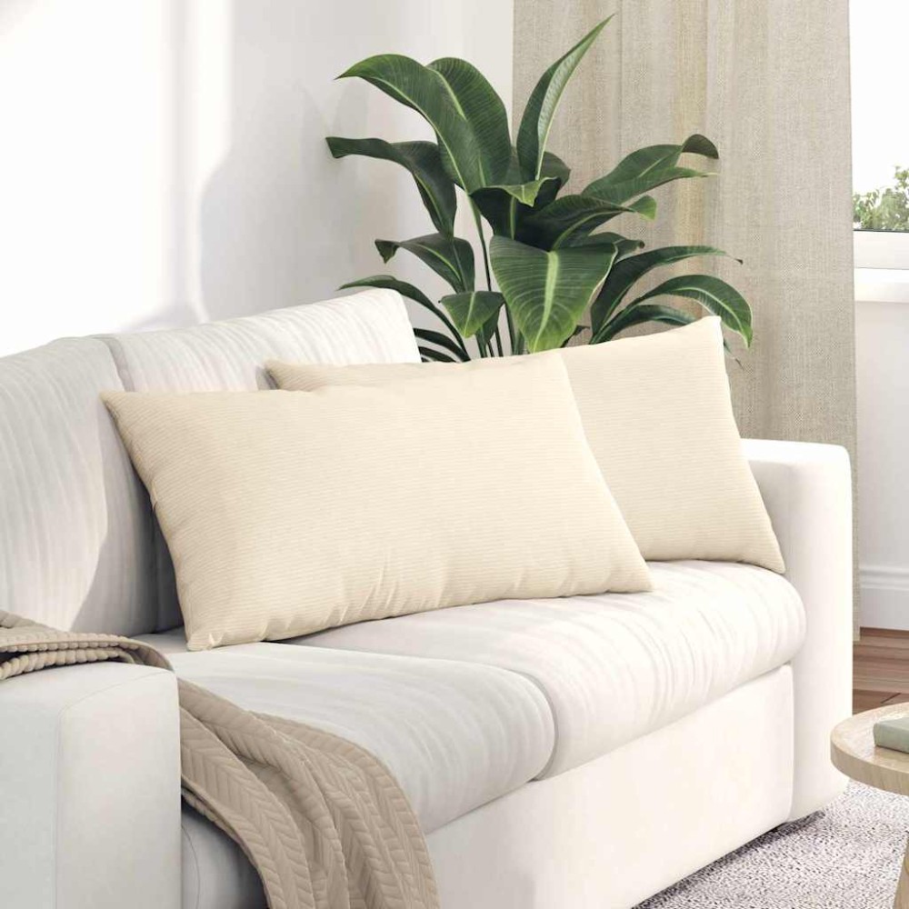 vidaXL Μαξιλάρι Καναπέ 2 pcs Κρεμ 80 x 40 cm Υφασμάτινο Κορντουρά