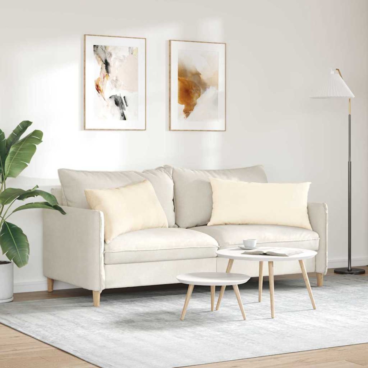 vidaXL Μαξιλάρι Καναπέ 2 pcs Κρεμ 80 x 40 cm Υφασμάτινο Κορντουρά