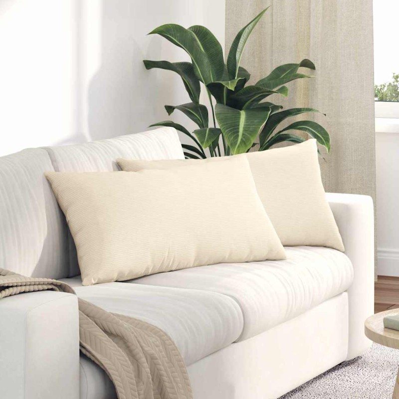vidaXL Μαξιλάρι Καναπέ 2 pcs Κρεμ 80 x 40 cm Υφασμάτινο Κορντουρά