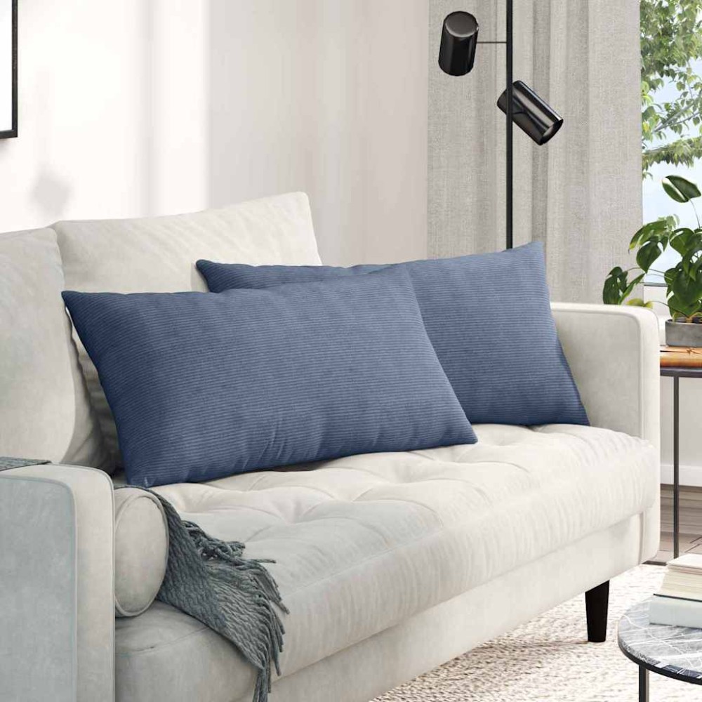 vidaXL Μαξιλάρι Καναπέ 2 pcs Μπλε 80 x 40 cm Υφασμάτινο Κορντουρά