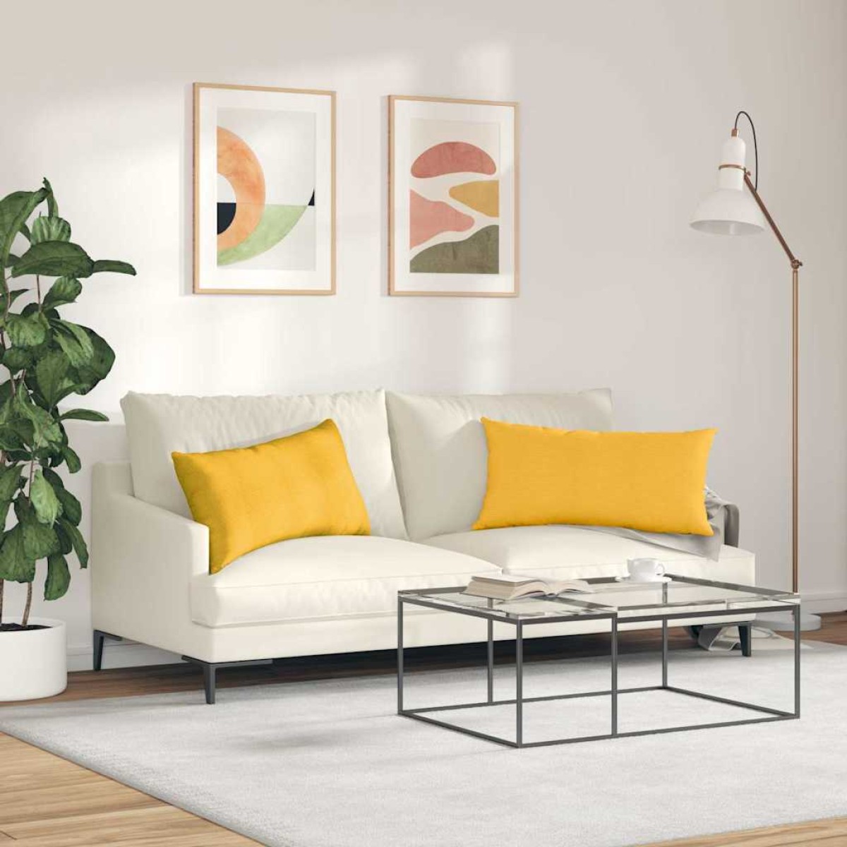 vidaXL Μαξιλάρι Καναπέ 2 pcs Απαλό Κίτρινο 80 x 40 cm