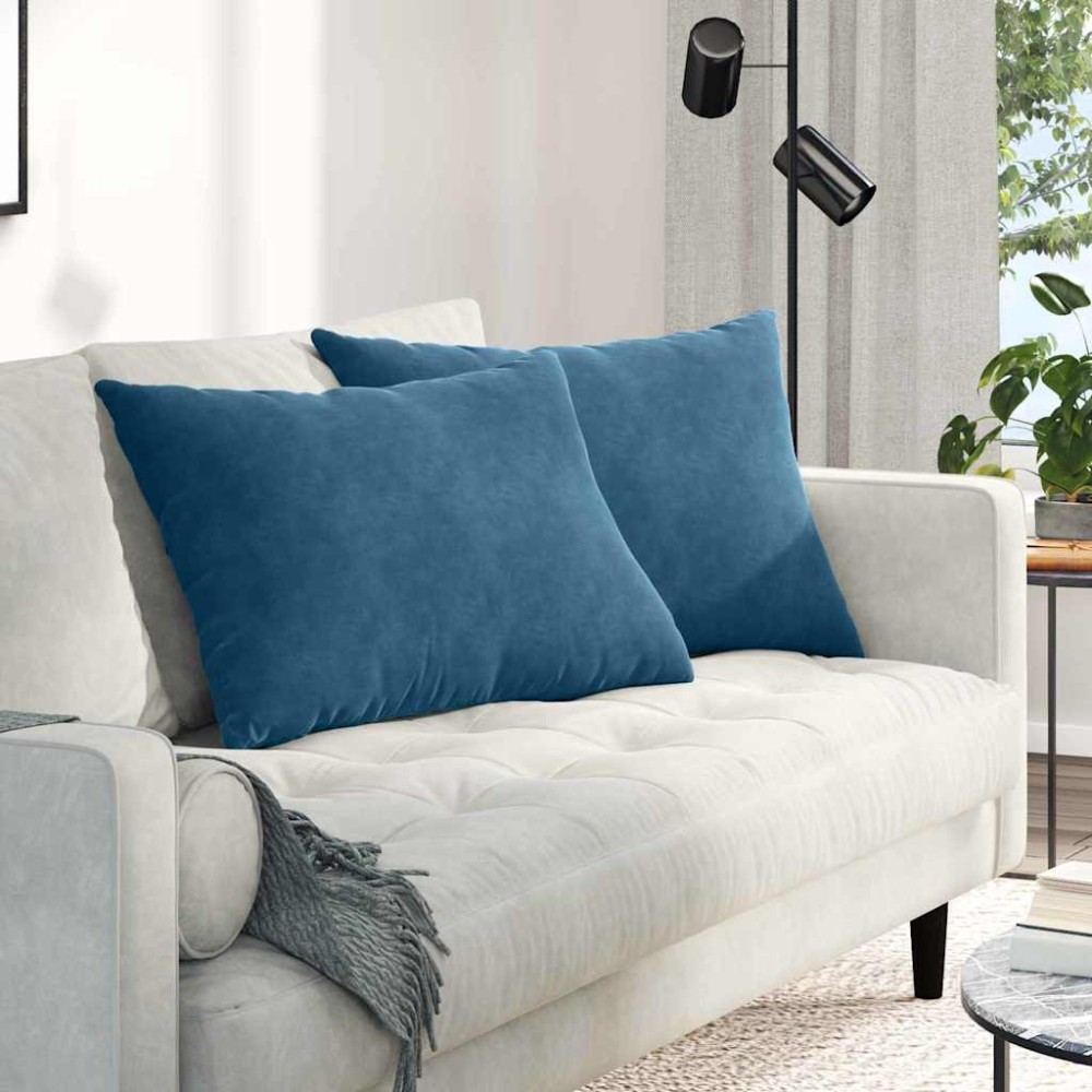 vidaXL Μαξιλάρι Καναπέ 2 pcs Μπλε 70 x 50 cm Υφασμάτινο Κορντουρά