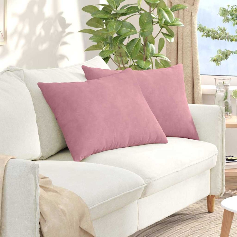vidaXL Μαξιλάρι Καναπέ 2 pcs Ροζ 70 x 50 cm Υφασμάτινο Κορντουρά