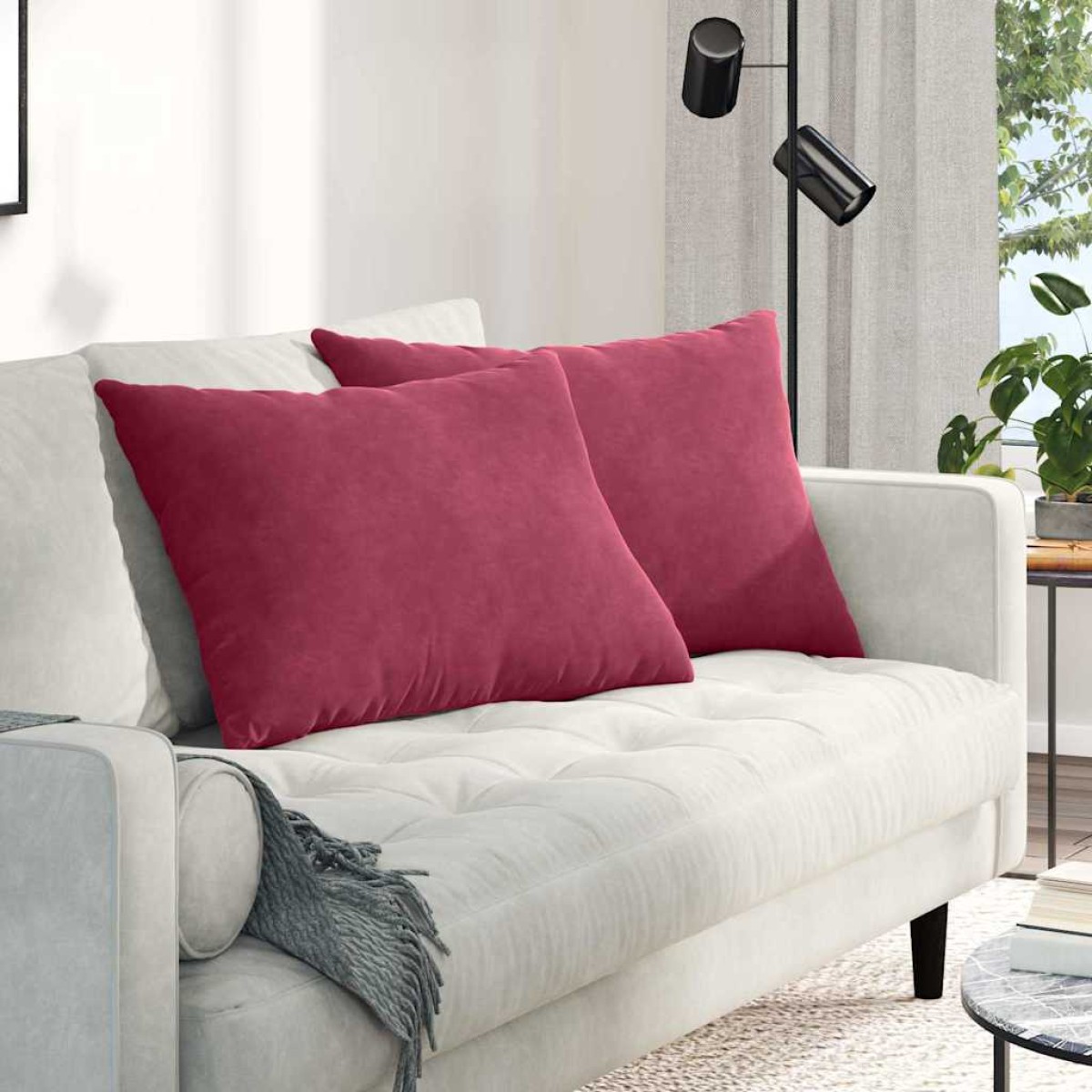 vidaXL Μαξιλάρι Καναπέ 2 pcs Κόκκινο 70 x 50 cm Υφασμάτινο Κορντουρά