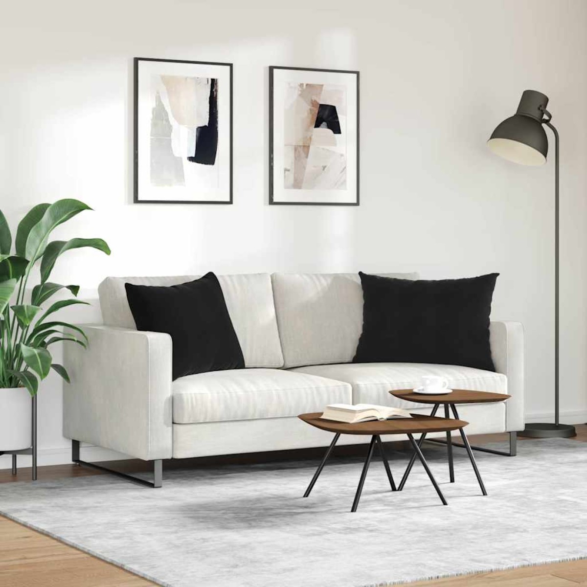 vidaXL Μαξιλάρι Καναπέ 2 pcs Μαύρο 70 x 50 cm Υφασμάτινο Κορντουρά