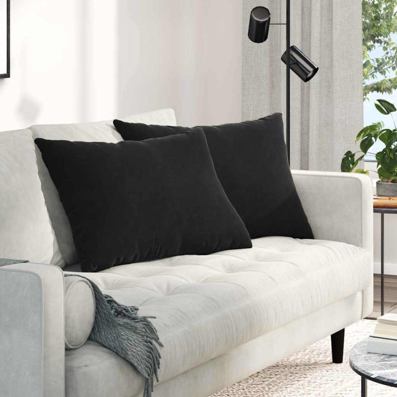 vidaXL Μαξιλάρι Καναπέ 2 pcs Μαύρο 70 x 50 cm Υφασμάτινο Κορντουρά
