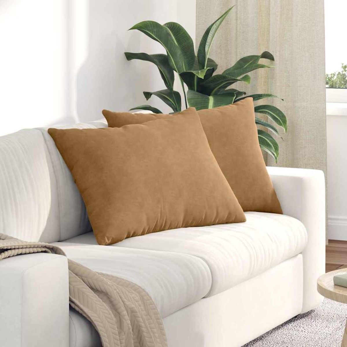 vidaXL Μαξιλάρι Καναπέ 2 pcs Καφέ 70 x 50 cm Υφασμάτινο Κορντουρά
