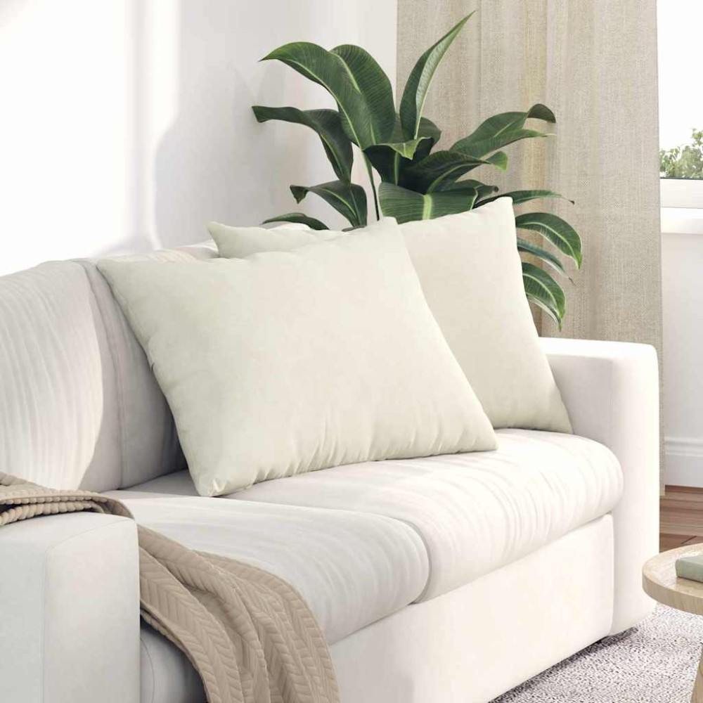 vidaXL Μαξιλάρι Καναπέ 2 pcs Κρεμ 70 x 50 cm Υφασμάτινο Κορντουρά