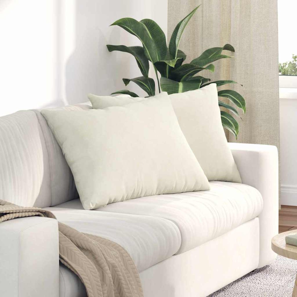 vidaXL Μαξιλάρι Καναπέ 2 pcs Κρεμ 70 x 50 cm Υφασμάτινο Κορντουρά