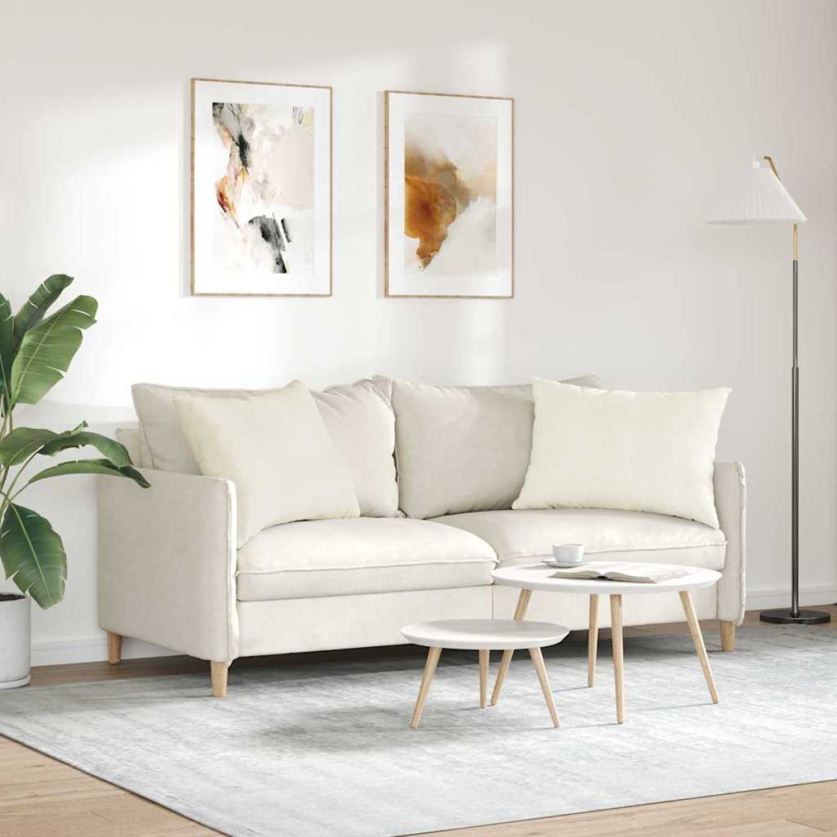 vidaXL Μαξιλάρι Καναπέ 2 pcs Κρεμ 70 x 50 cm Υφασμάτινο Κορντουρά