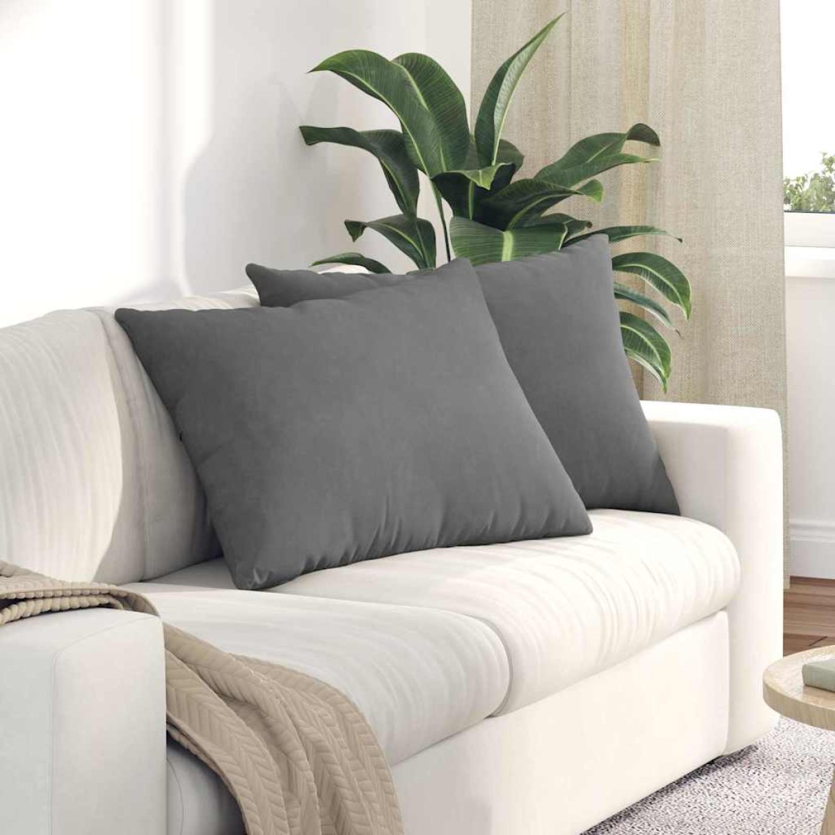 vidaXL Μαξιλάρι Καναπέ 2 pcs Σκούρο Γκρι 70 x 50 cm ύφασμα