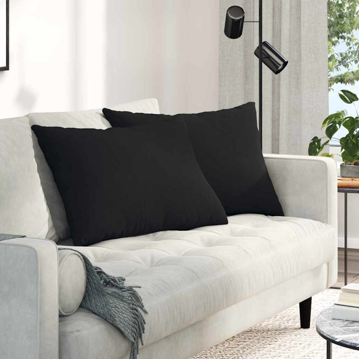 vidaXL Μαξιλάρι Καναπέ 2 pcs Μαύρο 70 x 50 cm ύφασμα