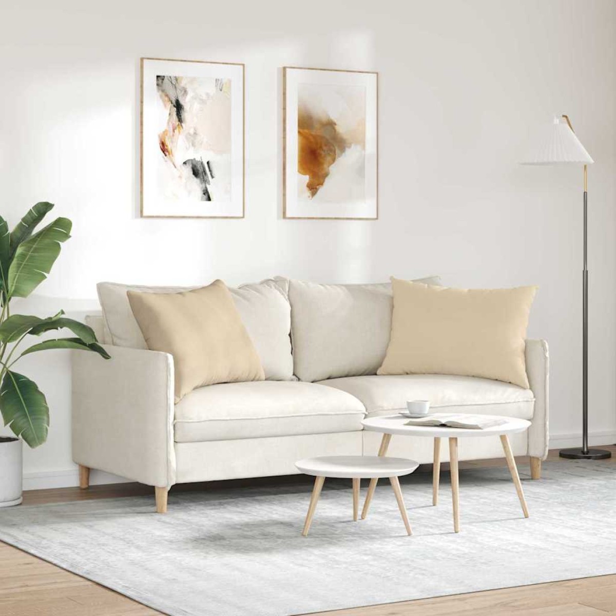 vidaXL Μαξιλάρι Καναπέ 2 pcs Κρεμ 70 x 50 cm ύφασμα