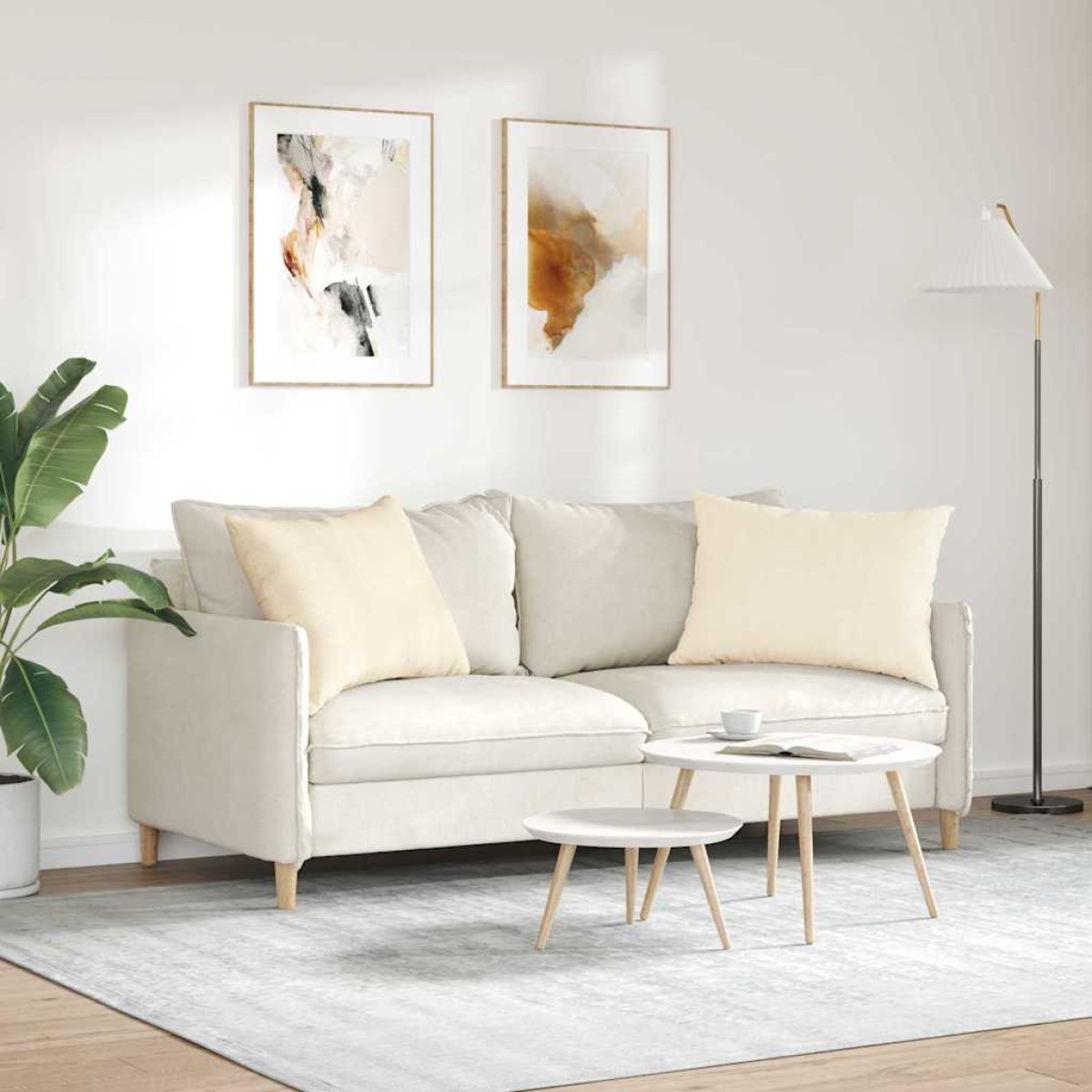 vidaXL Μαξιλάρι Καναπέ 2 pcs Κρεμ 70 x 50 cm Υφασμάτινο Κορντουρά