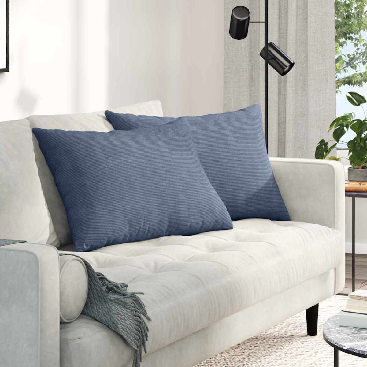 vidaXL Μαξιλάρι Καναπέ 2 pcs Μπλε 70 x 50 cm Υφασμάτινο Κορντουρά