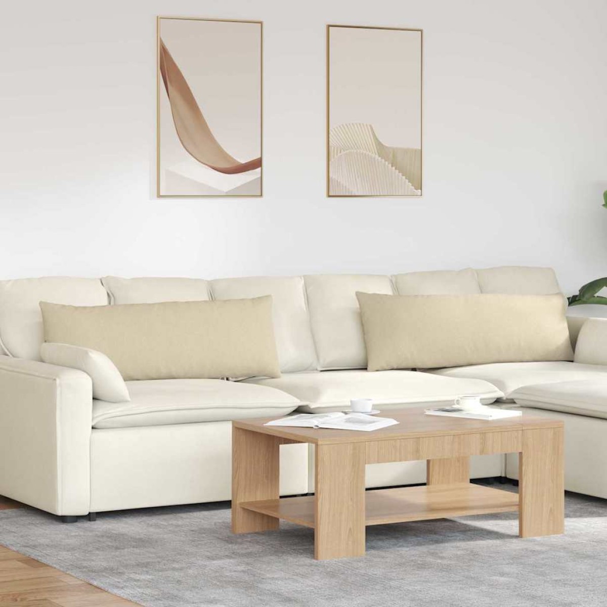 vidaXL Μαξιλάρι Καναπέ 2 τμχ. ύφασμα Κρεμ 120 x 40 cm