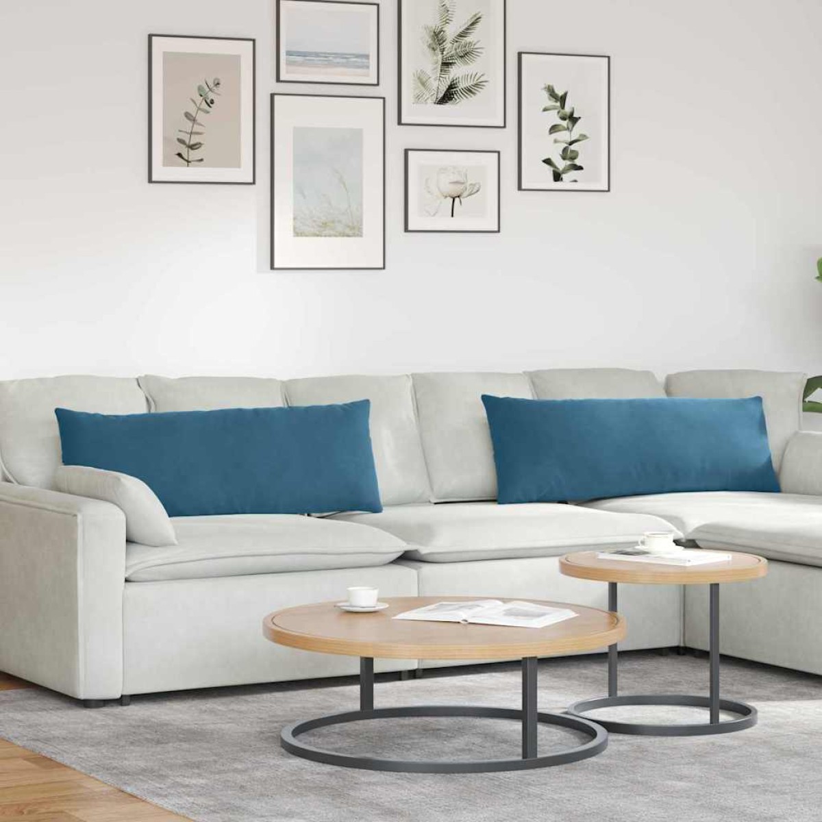 vidaXL Μαξιλάρι Καναπέ 2 pcs Μπλε 120 x 40 cm Υφασμάτινο Κορντουρά