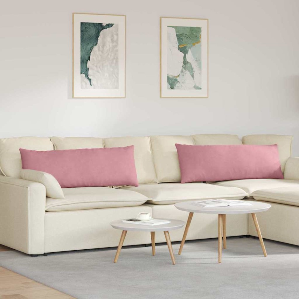 vidaXL Μαξιλάρι Καναπέ 2 pcs Ροζ 120 x 40 cm Υφασμάτινο Κορντουρά