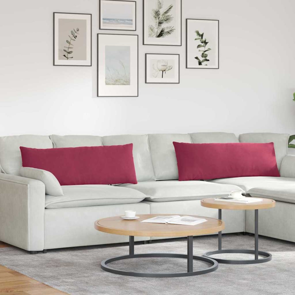 vidaXL Μαξιλάρι Καναπέ 2 pcs Κόκκινο 120 x 40 cm Υφασμάτινο Κορντουρά