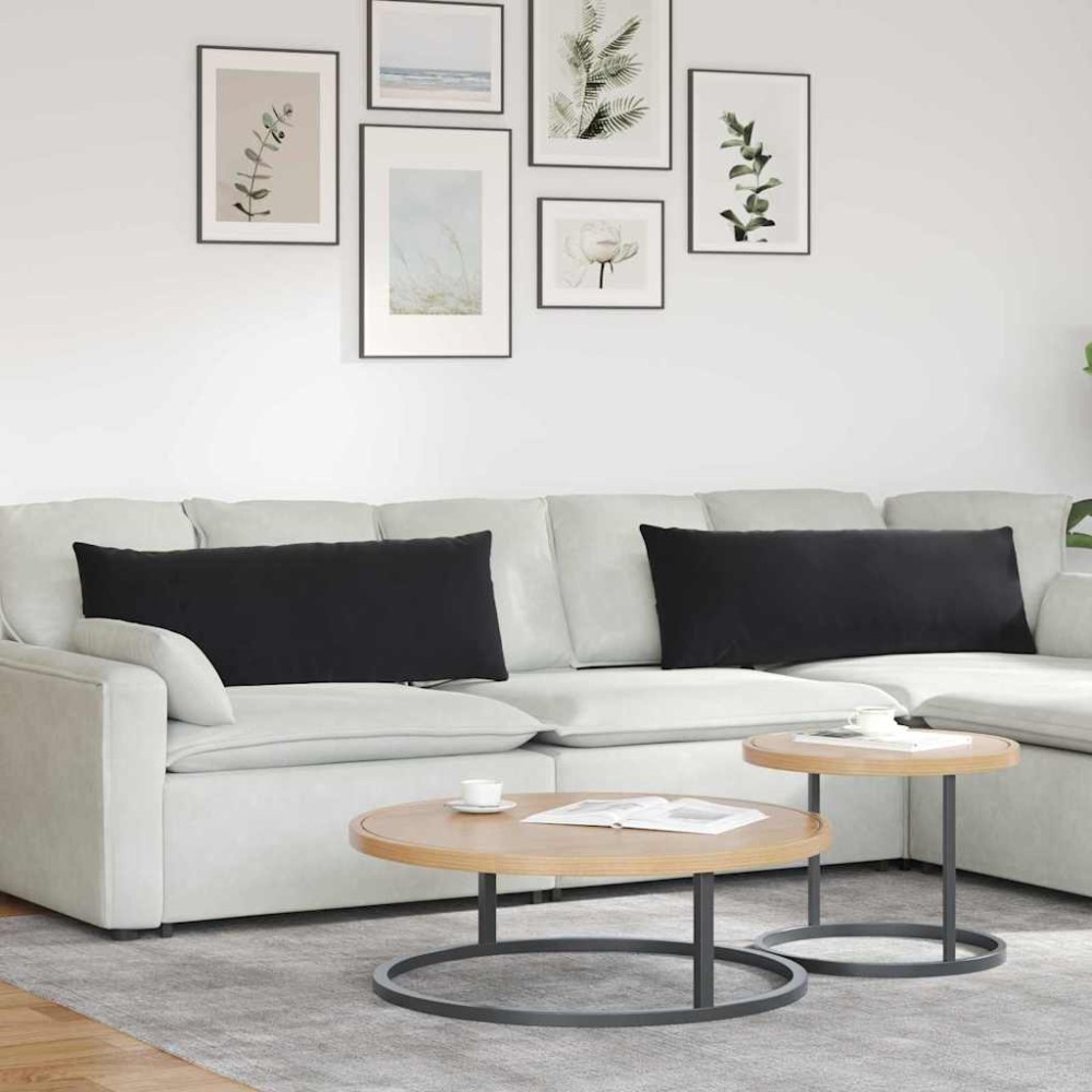 vidaXL Μαξιλάρι Καναπέ 2 pcs Μαύρο 120 x 40 cm Υφασμάτινο Κορντουρά