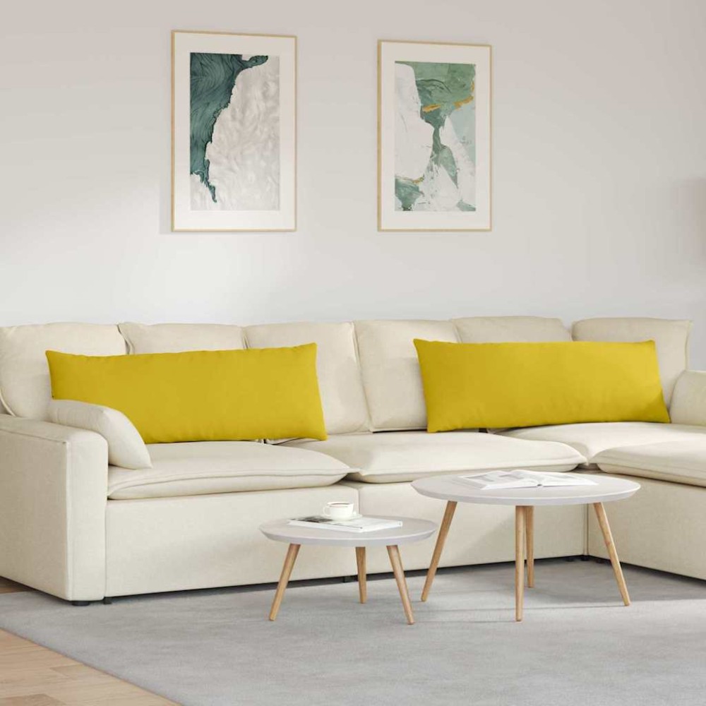 vidaXL Μαξιλάρι Καναπέ 2 pcs Κίτρινο 120 x 40 cm Υφασμάτινο Κορντουρά