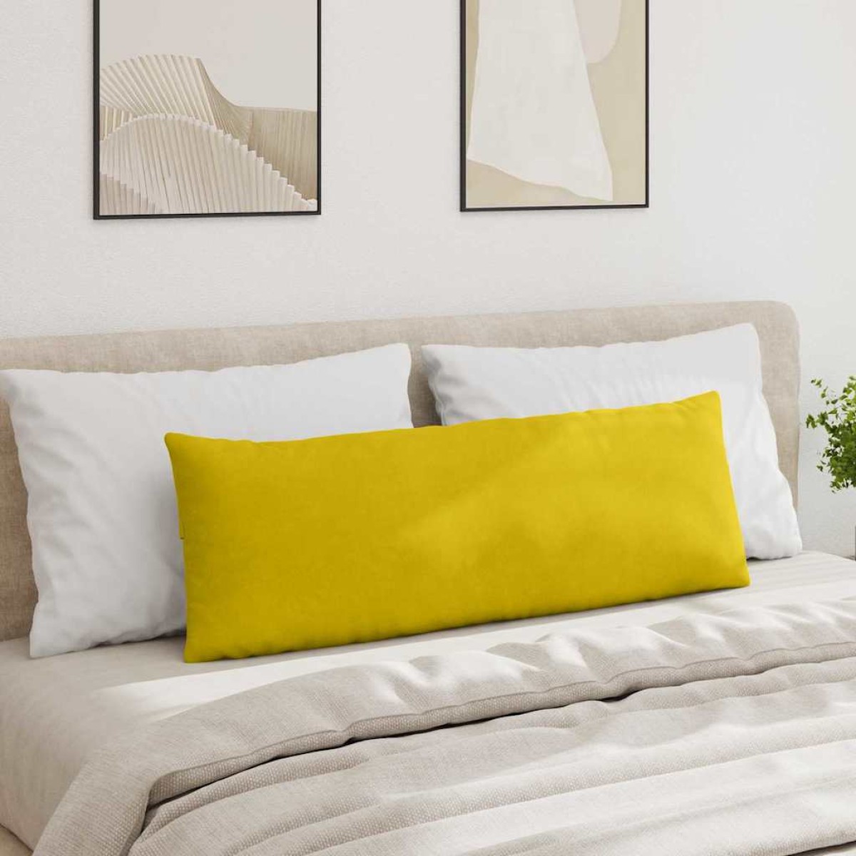 vidaXL Μαξιλάρι Καναπέ 2 pcs Κίτρινο 120 x 40 cm Υφασμάτινο Κορντουρά