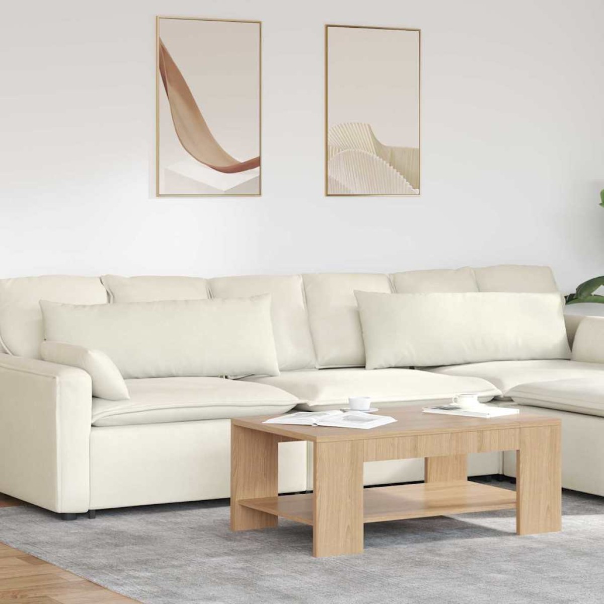 vidaXL Μαξιλάρι Καναπέ 2 pcs Κρεμ 120 x 40 cm Υφασμάτινο Κορντουρά