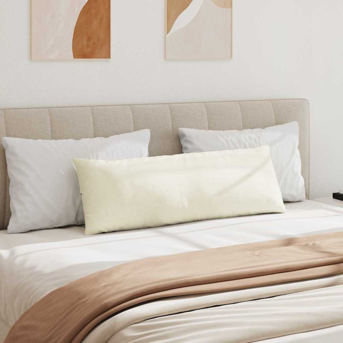 vidaXL Μαξιλάρι Καναπέ 2 pcs Κρεμ 120 x 40 cm Υφασμάτινο Κορντουρά