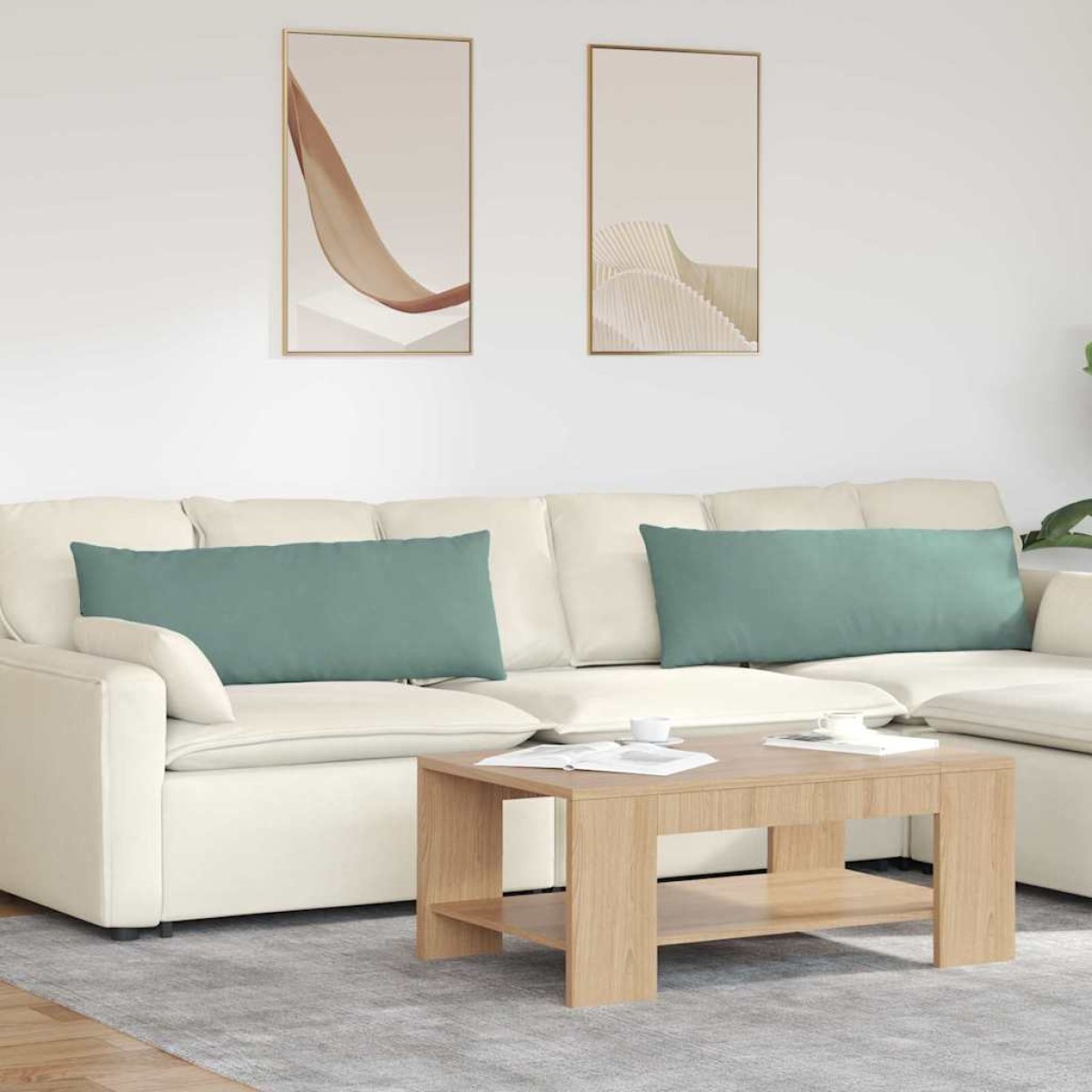 vidaXL Μαξιλάρι Καναπέ 2 pcs Θαλασσί 120 x 40 cm Υφασμάτινο Κορντουρά