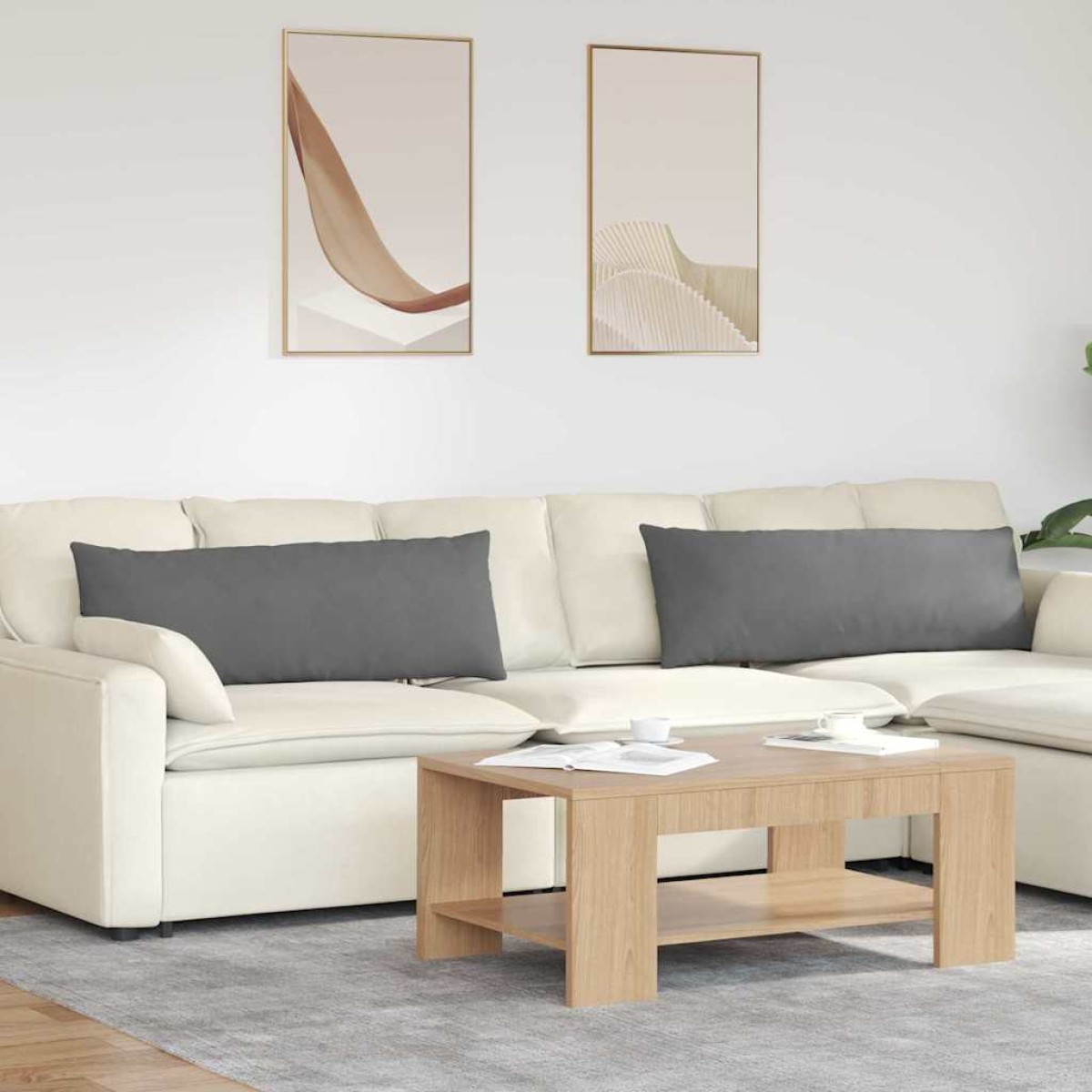 vidaXL Μαξιλάρι Καναπέ 2 pcs Σκούρο Γκρι 120 x 40 cm ύφασμα